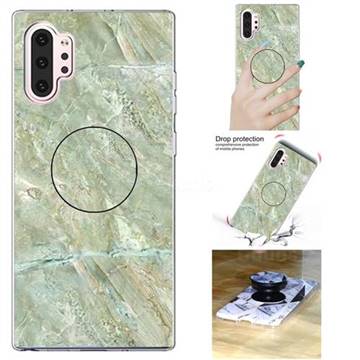 Light Green Marble Pop Stand Holder Varnish Phone Cover for Samsung Galaxy Note 10+ (6.75 inch) / Note10 Plus