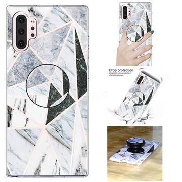 Triangle Marble Pop Stand Holder Varnish Phone Cover for Samsung Galaxy Note 10+ (6.75 inch) / Note10 Plus