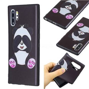 Lovely Panda 3D Embossed Relief Black Soft Back Cover for Samsung Galaxy Note 10+ (6.75 inch) / Note10 Plus