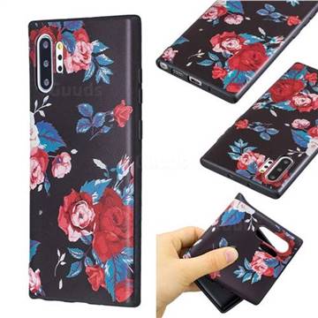 Safflower 3D Embossed Relief Black Soft Back Cover for Samsung Galaxy Note 10+ (6.75 inch) / Note10 Plus