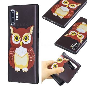 Big Owl 3D Embossed Relief Black Soft Back Cover for Samsung Galaxy Note 10+ (6.75 inch) / Note10 Plus
