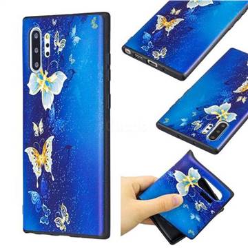 Golden Butterflies 3D Embossed Relief Black Soft Back Cover for Samsung Galaxy Note 10+ (6.75 inch) / Note10 Plus
