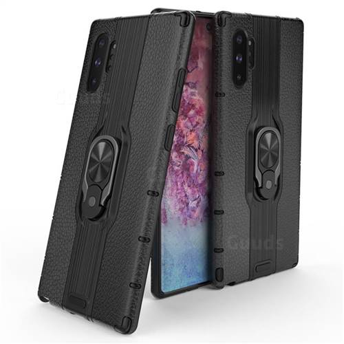 Alita Battle Angel Armor Metal Ring Grip Shockproof Dual Layer Rugged Hard Cover for Samsung Galaxy Note 10+ (6.75 inch) / Note10 Plus - Black