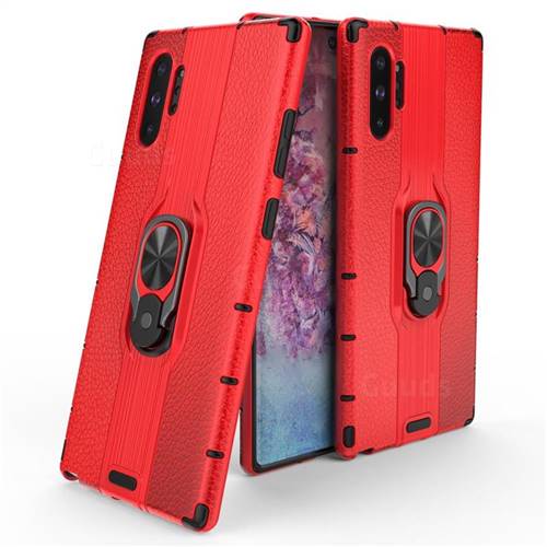 Alita Battle Angel Armor Metal Ring Grip Shockproof Dual Layer Rugged Hard Cover for Samsung Galaxy Note 10+ (6.75 inch) / Note10 Plus - Red