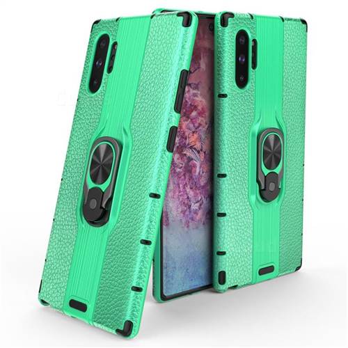 Alita Battle Angel Armor Metal Ring Grip Shockproof Dual Layer Rugged Hard Cover for Samsung Galaxy Note 10+ (6.75 inch) / Note10 Plus - Green
