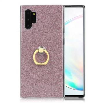 Luxury Soft TPU Glitter Back Ring Cover with 360 Rotate Finger Holder Buckle for Samsung Galaxy Note 10+ (6.75 inch) / Note10 Plus - Pink