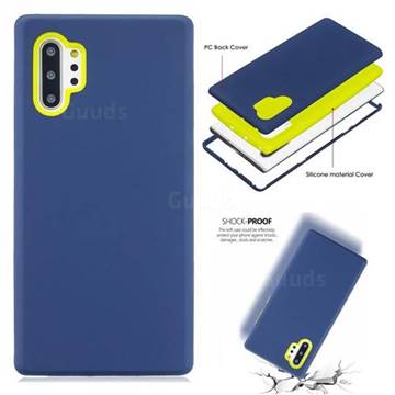 Matte PC + Silicone Shockproof Phone Back Cover Case for Samsung Galaxy Note 10+ (6.75 inch) / Note10 Plus - Dark Blue