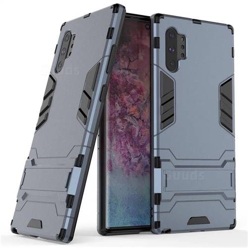 Armor Premium Tactical Grip Kickstand Shockproof Dual Layer Rugged Hard Cover for Samsung Galaxy Note 10 Pro (6.75 inch) / Note 10+ - Navy