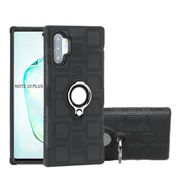 Ice Cube Shockproof PC + Silicon Invisible Ring Holder Phone Case for Samsung Galaxy Note 10 Pro (6.75 inch) / Note 10+ - Black