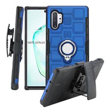 3 in 1 PC + Silicone Leather Phone Case for Samsung Galaxy Note 10 Pro (6.75 inch) / Note 10+ - Dark Blue