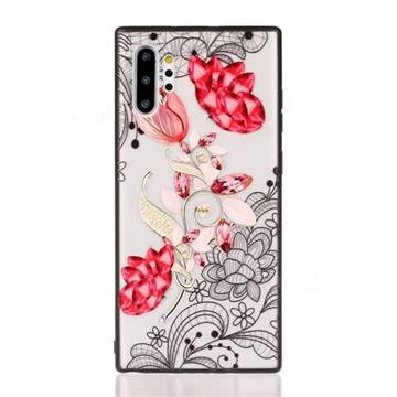Tulip Lace Diamond Flower Soft TPU Back Cover for Samsung Galaxy Note 10 Pro (6.75 inch) / Note 10+