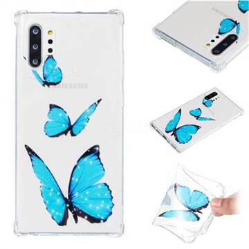 Blue butterfly Anti-fall Clear Varnish Soft TPU Back Cover for Samsung Galaxy Note 10 Plus (6.75 inch) / Note 10+