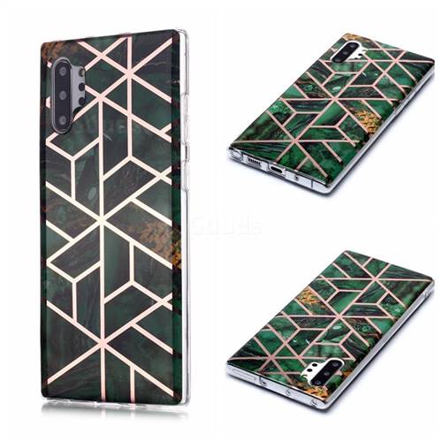 Green Rhombus Galvanized Rose Gold Marble Phone Back Cover for Samsung Galaxy Note 10 Pro (6.75 inch) / Note 10+
