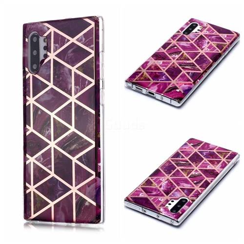 Purple Rhombus Galvanized Rose Gold Marble Phone Back Cover for Samsung Galaxy Note 10 Pro (6.75 inch) / Note 10+