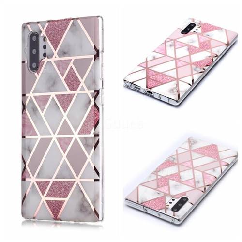 Pink Rhombus Galvanized Rose Gold Marble Phone Back Cover for Samsung Galaxy Note 10 Pro (6.75 inch) / Note 10+