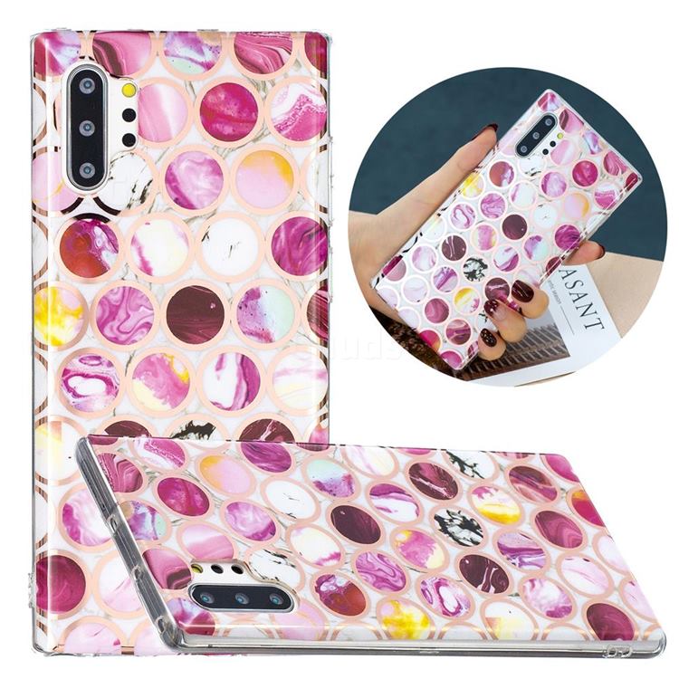 Round Puzzle Painted Marble Electroplating Protective Case for Samsung Galaxy Note 10 Pro (6.75 inch) / Note 10+