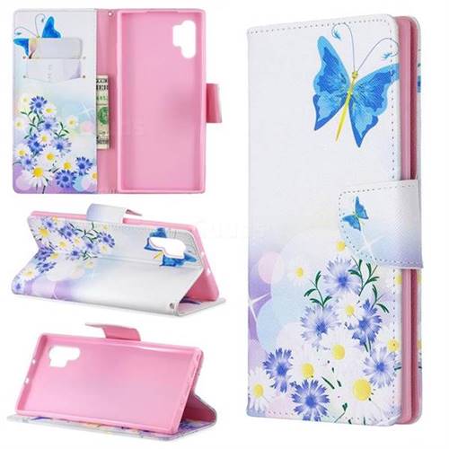 Butterflies Flowers Leather Wallet Case for Samsung Galaxy Note 10+ (6.75 inch) / Note10 Plus