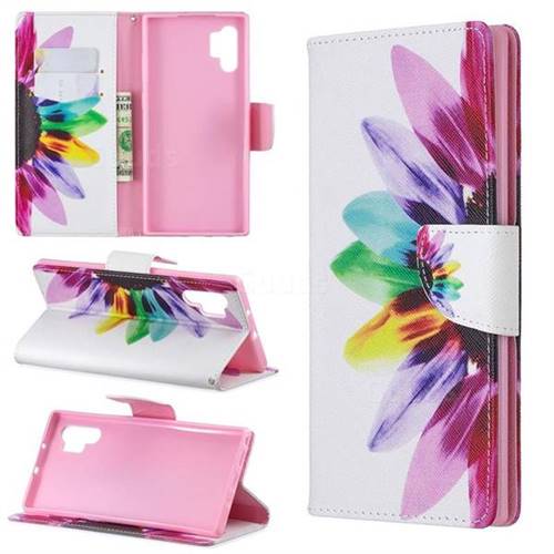 Seven-color Flowers Leather Wallet Case for Samsung Galaxy Note 10+ (6.75 inch) / Note10 Plus