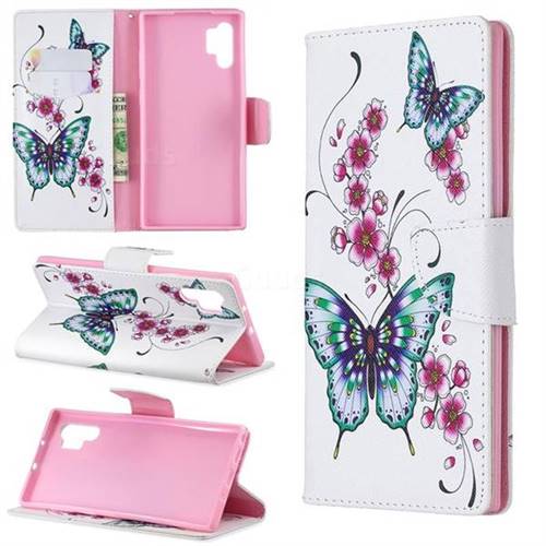 Peach Butterflies Leather Wallet Case for Samsung Galaxy Note 10+ (6.75 inch) / Note10 Plus