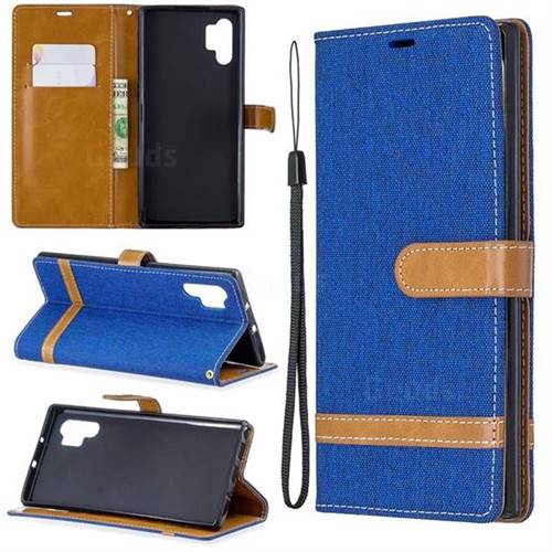 Jeans Cowboy Denim Leather Wallet Case for Samsung Galaxy Note 10+ (6.75 inch) / Note10 Plus - Sapphire