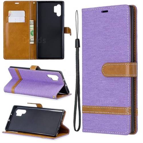 Jeans Cowboy Denim Leather Wallet Case for Samsung Galaxy Note 10+ (6.75 inch) / Note10 Plus - Purple