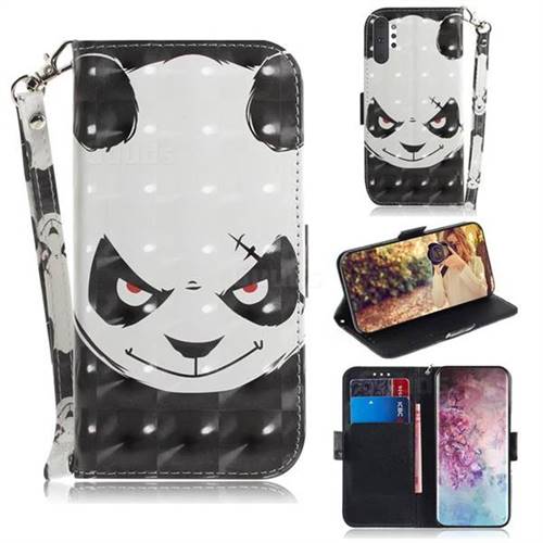 Angry Bear 3D Painted Leather Wallet Phone Case for Samsung Galaxy Note 10+ (6.75 inch) / Note10 Plus
