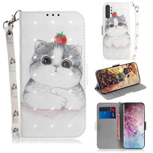 Cute Tomato Cat 3D Painted Leather Wallet Phone Case for Samsung Galaxy Note 10+ (6.75 inch) / Note10 Plus