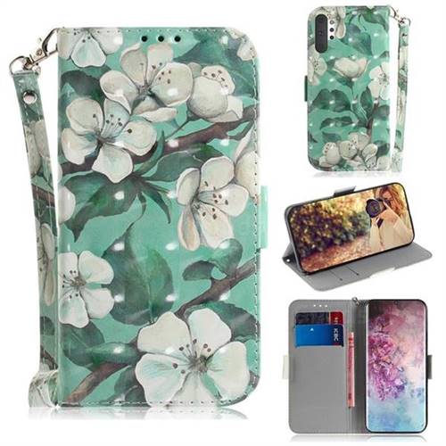 Watercolor Flower 3D Painted Leather Wallet Phone Case for Samsung Galaxy Note 10+ (6.75 inch) / Note10 Plus