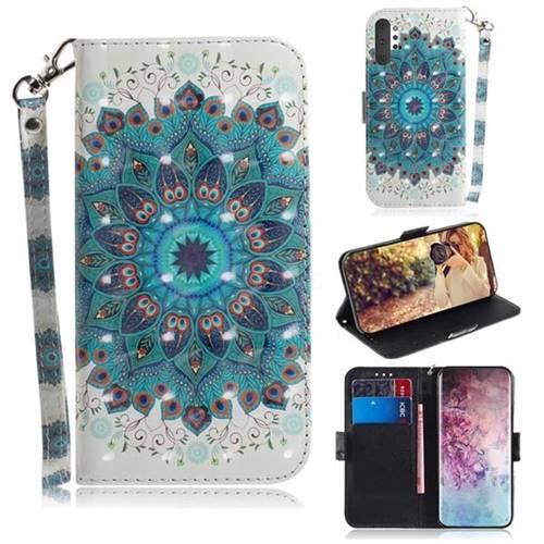 Peacock Mandala 3D Painted Leather Wallet Phone Case for Samsung Galaxy Note 10+ (6.75 inch) / Note10 Plus