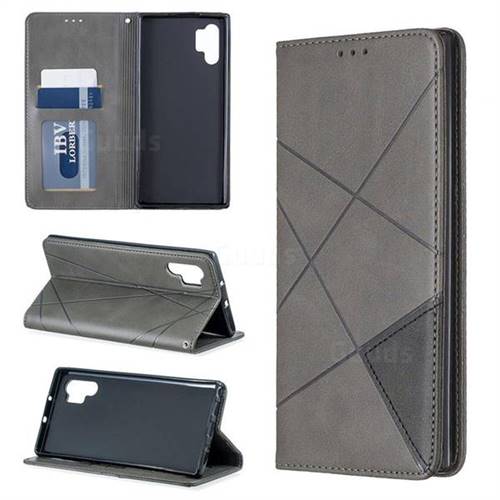 Prismatic Slim Magnetic Sucking Stitching Wallet Flip Cover for Samsung Galaxy Note 10+ (6.75 inch) / Note10 Plus - Gray