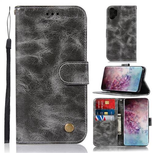 Luxury Retro Leather Wallet Case for Samsung Galaxy Note 10+ (6.75 inch) / Note10 Plus - Gray