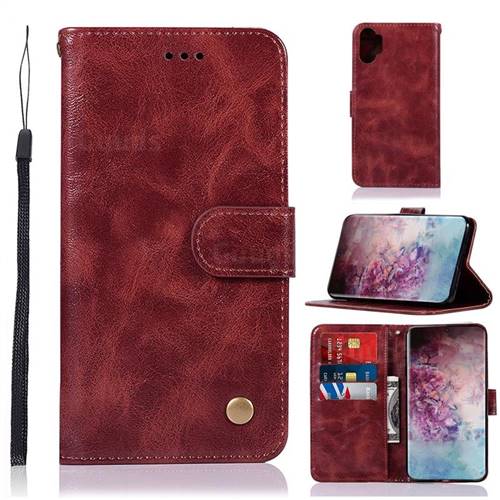 Luxury Retro Leather Wallet Case for Samsung Galaxy Note 10+ (6.75 inch) / Note10 Plus - Wine Red