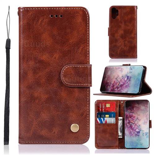 Luxury Retro Leather Wallet Case for Samsung Galaxy Note 10+ (6.75 inch) / Note10 Plus - Brown