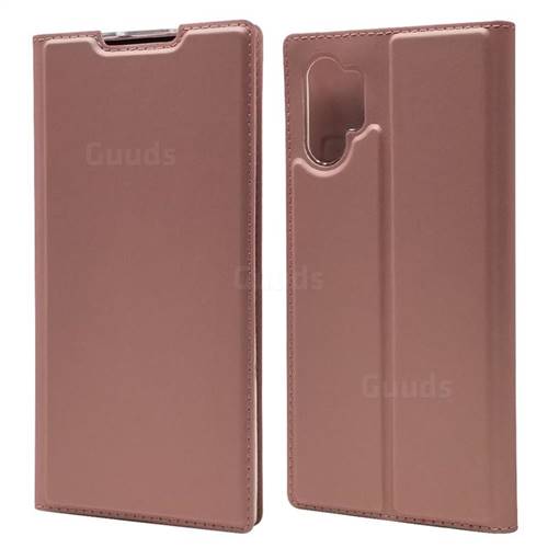 Ultra Slim Card Magnetic Automatic Suction Leather Wallet Case for Samsung Galaxy Note 10+ (6.75 inch) / Note10 Plus - Rose Gold