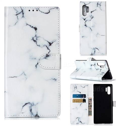 Soft White Marble PU Leather Wallet Case for Samsung Galaxy Note 10+ (6.75 inch) / Note10 Plus