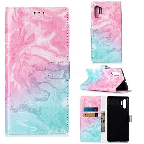 Pink Green Marble PU Leather Wallet Case for Samsung Galaxy Note 10+ (6.75 inch) / Note10 Plus