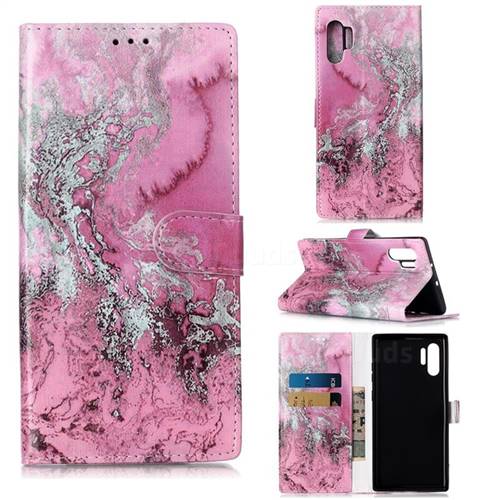 Pink Seawater PU Leather Wallet Case for Samsung Galaxy Note 10+ (6.75 inch) / Note10 Plus