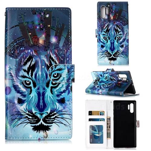 Ice Wolf 3D Relief Oil PU Leather Wallet Case for Samsung Galaxy Note 10+ (6.75 inch) / Note10 Plus