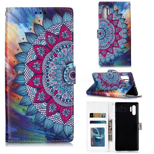 Mandala Flower 3D Relief Oil PU Leather Wallet Case for Samsung Galaxy Note 10+ (6.75 inch) / Note10 Plus