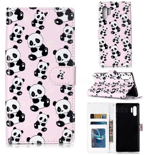 Cute Panda 3D Relief Oil PU Leather Wallet Case for Samsung Galaxy Note 10+ (6.75 inch) / Note10 Plus
