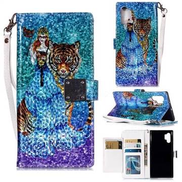 Beauty and Tiger 3D Shiny Dazzle Smooth PU Leather Wallet Case for Samsung Galaxy Note 10+ (6.75 inch) / Note10 Plus