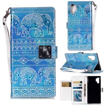 Tribal Elephant 3D Shiny Dazzle Smooth PU Leather Wallet Case for Samsung Galaxy Note 10+ (6.75 inch) / Note10 Plus