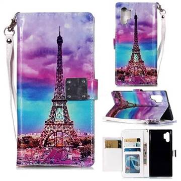 Rainbow Eiffel Tower 3D Shiny Dazzle Smooth PU Leather Wallet Case for Samsung Galaxy Note 10+ (6.75 inch) / Note10 Plus