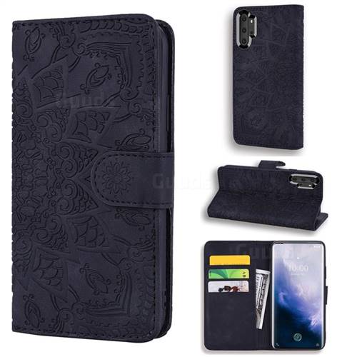 Retro Embossing Mandala Flower Leather Wallet Case for Samsung Galaxy Note 10+ (6.75 inch) / Note10 Plus - Black