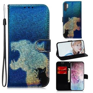 Cat and Leopard Laser Shining Leather Wallet Phone Case for Samsung Galaxy Note 10+ (6.75 inch) / Note10 Plus