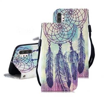 Feather Wind Chimes 3D Painted Leather Wallet Phone Case for Samsung Galaxy Note 10+ (6.75 inch) / Note10 Plus