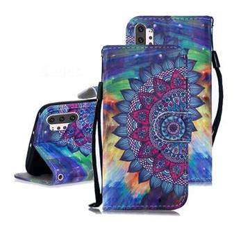 Oil Painting Mandala 3D Painted Leather Wallet Phone Case for Samsung Galaxy Note 10+ (6.75 inch) / Note10 Plus