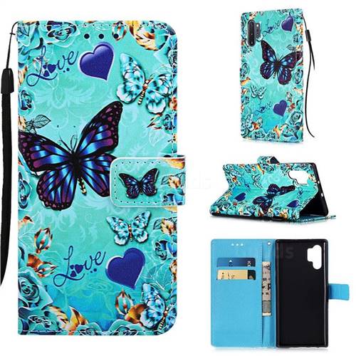Love Butterfly Matte Leather Wallet Phone Case for Samsung Galaxy Note 10+ (6.75 inch) / Note10 Plus