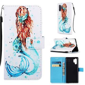 Mermaid Matte Leather Wallet Phone Case for Samsung Galaxy Note 10+ (6.75 inch) / Note10 Plus