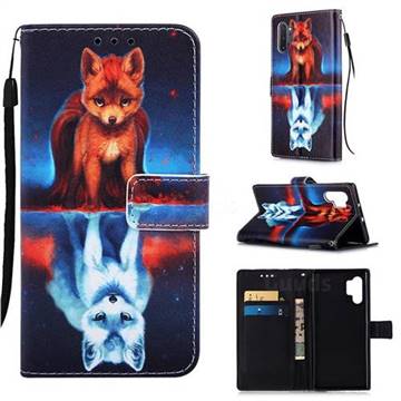 Water Fox Matte Leather Wallet Phone Case for Samsung Galaxy Note 10+ (6.75 inch) / Note10 Plus